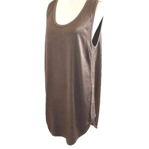 Johnny Was Bronze Sleeveless Tunic Top / Mini Dress Side Embroidery Size Small